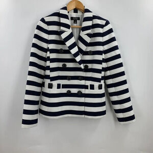 Halogen Atlantic-Pacific Women's 8 Button Classic Stripe Blazer Size‎ 8
